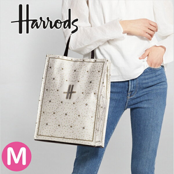 HARRODS ハロッズ 正規品 裏地付 Mサイズトートバッグ PVC ショッピングバッグ A4ファイル Mosaic Shopper Bag 本州送料無料