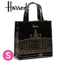 母の日 HARRODS ハロッズ 正規品 PVC 黒,トートバック Sサイズ Harrods Outline Shopper Bag,裏地付 卒業 入学 本州送料無料