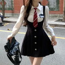 卒業式 スーツ 女の子 JK制服 春秋 夏 長袖 半袖 レディース 制服 重ね着風ワンピース シャツワンピース 学校制服 制服ワンピ フォーマルスーツ 入学式 ...