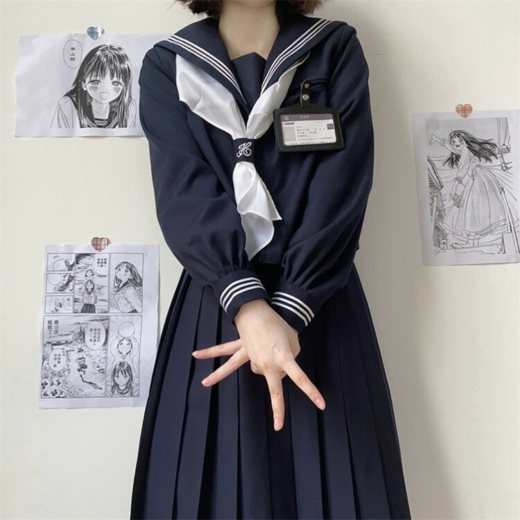 JK制服 レディース セーラー服 長袖セット 半袖セット 春秋 夏 コスチューム 学生服 上下セット 3点セット 女子制服 学園祭 ハロウィン コスプレ衣装 スクール制服 卒業式 入学式 小学生 中学生 高校生 文化祭 紺 ネイビー