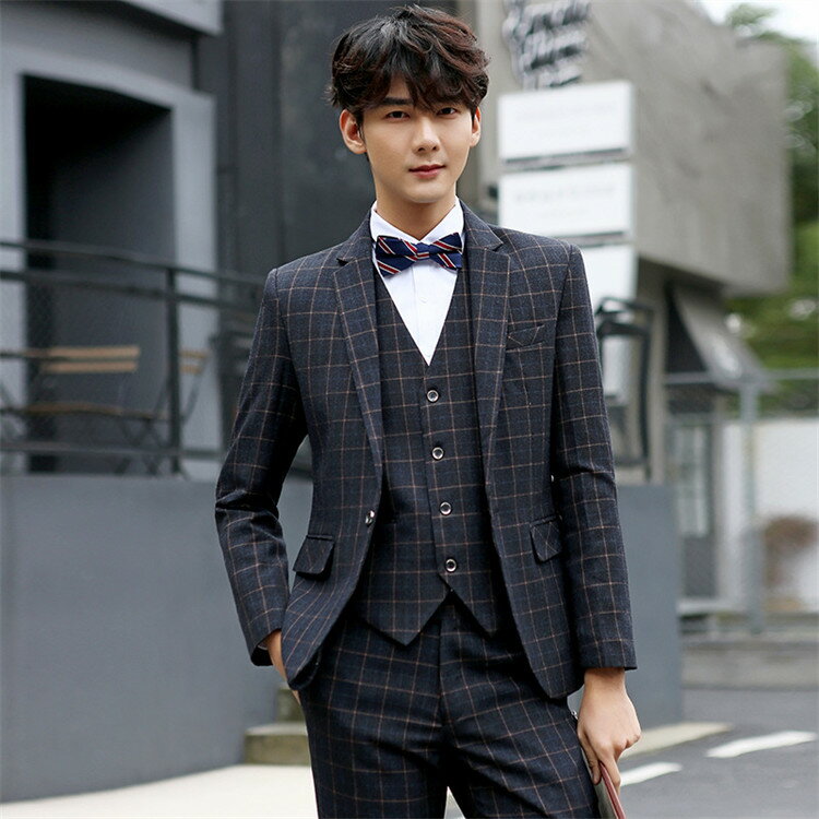 メンズ スーツ チェック柄 3ピーススーツ おしゃれ スリーピース 結婚式 二次会 タキシード suit 細身 花婿 紳士用 ビジネススーツ セレモニースーツ 就職 通勤 入社 スリムスーツ 卒業式 忘年会 3点セット 大きいサイズ