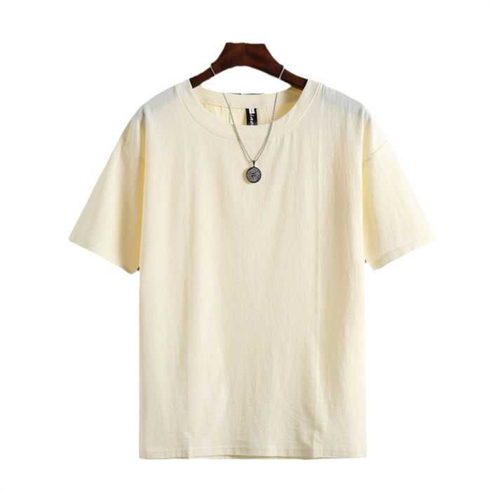 Beulah Fashionのメンズ tシャツ 大きいサイズ ファッション オシャレ シンプル 大人 綿麻シャツ 半袖Tシャツ 夏 トップス リネンシャツ 綿麻tシャツ 通気性 薄手 涼しい 夏物 上着｜アングル3