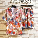 セットアップ メンズ アロハシャツ アロハパンツ 上下セット 半袖シャツ ショートパンツ 花柄シャツ 総柄シャツ 花柄ハーフパンツ ハワイアン カジュアルシャツ...