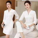 ワンピース スーツ レディース セットアップ 半袖/五分袖 パンツスーツ フォーマルスーツ 上下セット 2点セット 制服 可愛い 作業服 おしゃれ マッサージ服...