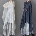 シアーシャツ ロングシャツ レディース 長袖 シャツワンピース ロング丈 マキシ シャツ 羽織り きれいめ シースルー 大きいサイズ 綿麻 ロングカーディガン UVカット uvカット 日焼け止め 冷房対策 シャツワンピ チュニック 薄手 ラッシュガード 紫外線対策 日焼け対策 黒 白(4)