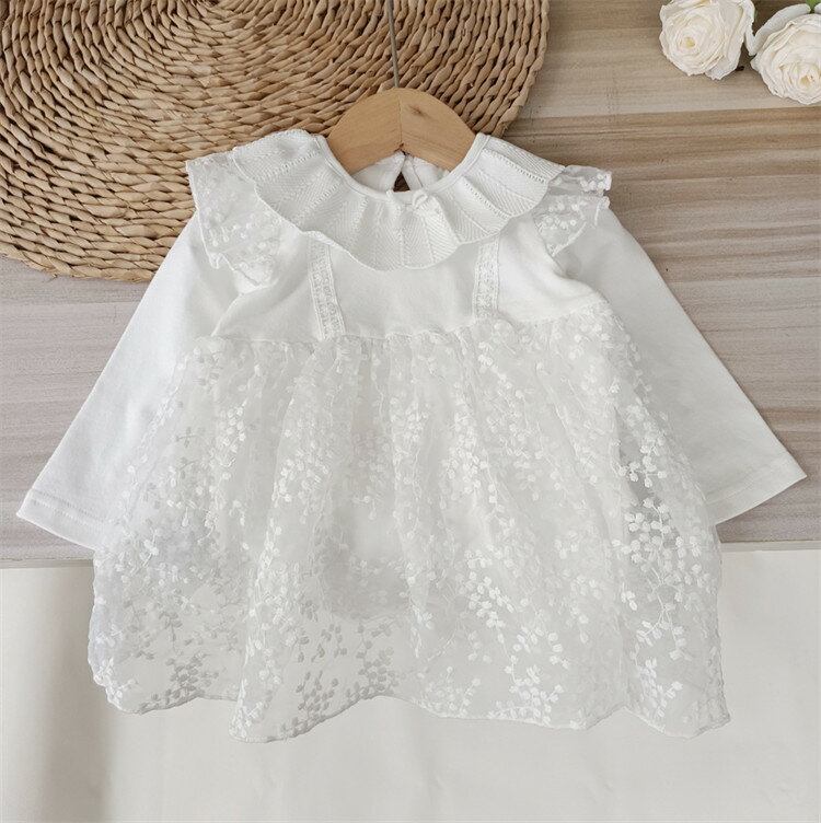 セレモニードレス 女の子 ベビードレス 結婚式 長袖 春夏 ベビー服 レースドレス チュールワンピース ..