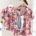 親子ペア アロハシャツ 夏 半袖 親子 ペアルック 花柄シャツ 夏服 親子コーデ メンズ アロハシャツ 家族お揃い 大人 子供 プレゼント 男の子 女の子 キッ...
