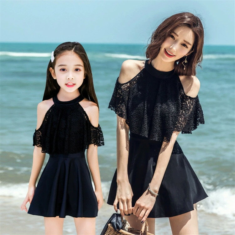 親子ペアルック 水着 お揃い 水着 親子 みずぎ 子ども ワンピース 水着 レディース　母 娘 レース 体型..