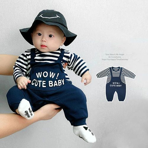 ベビー服ロンパース男の子長袖カバーオールレイヤードデザイン赤ちゃん服子供服綿コットン柔らかい春秋出産祝い新生児赤ちゃん可愛い贈り物0歳1歳66-90cm