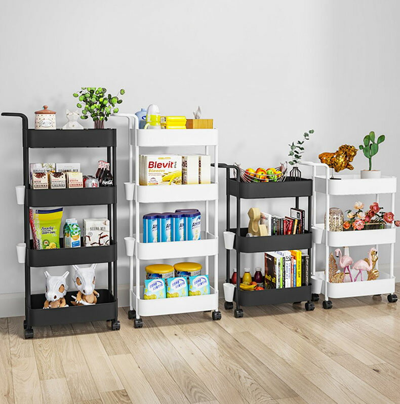 楽天Beulah Fashionワゴンキッチンワゴン取手付きスリムトローリーキャスター付きトローリーワゴン収納ベビーワゴンオムツ入れキッチン洗面所収納すき間収納ランドリー収納ランドリーラックおもちゃ箱キッチン台所棚ワゴン