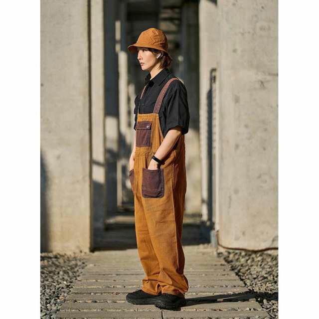 オーバーオールサロペットメンズレディースユニセックスつなぎ無地デニム作業着ジーンズ大きいサイズ大きめシンプルアメカジ男女兼用かわいいおしゃれ古着テイスト春秋秋冬秋ブラウン系