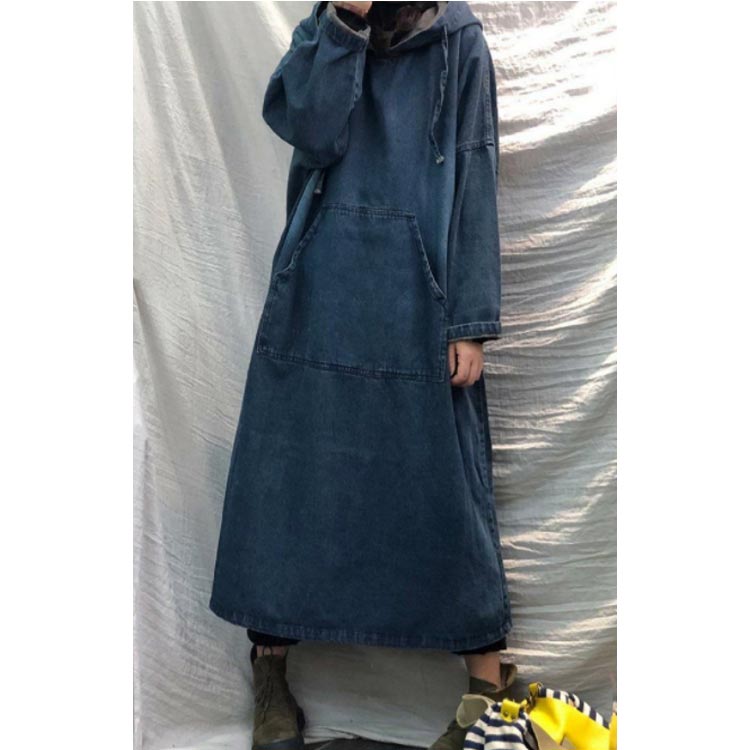 大きいサイズパーカーワンピースきれいめおしゃれ長袖体型カバー秋デニムワンピースフード付きロングワンピース秋冬マキシワンピースカジュアルワンピース着痩せAラインワンピースかわいいMLXL beulah-10012688 Beulah Fashion サンプル画像2