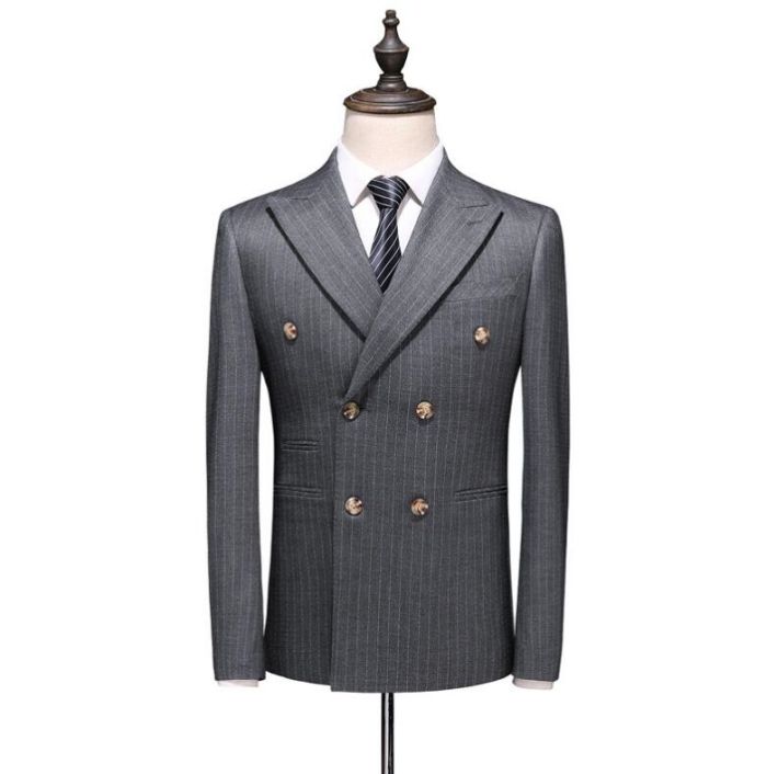 上質スーツメンズフォーマルスーツ上下洗えるスーツダブルスーツビジネススーツ上下2点/3点セットアップジャケット+ベスト+パンツストライプ柄スリムスーツ大きいサイズ細身結婚式礼服パーティーウォッシャブルお洒落紳士服suit家庭洗濯可S~5XL
