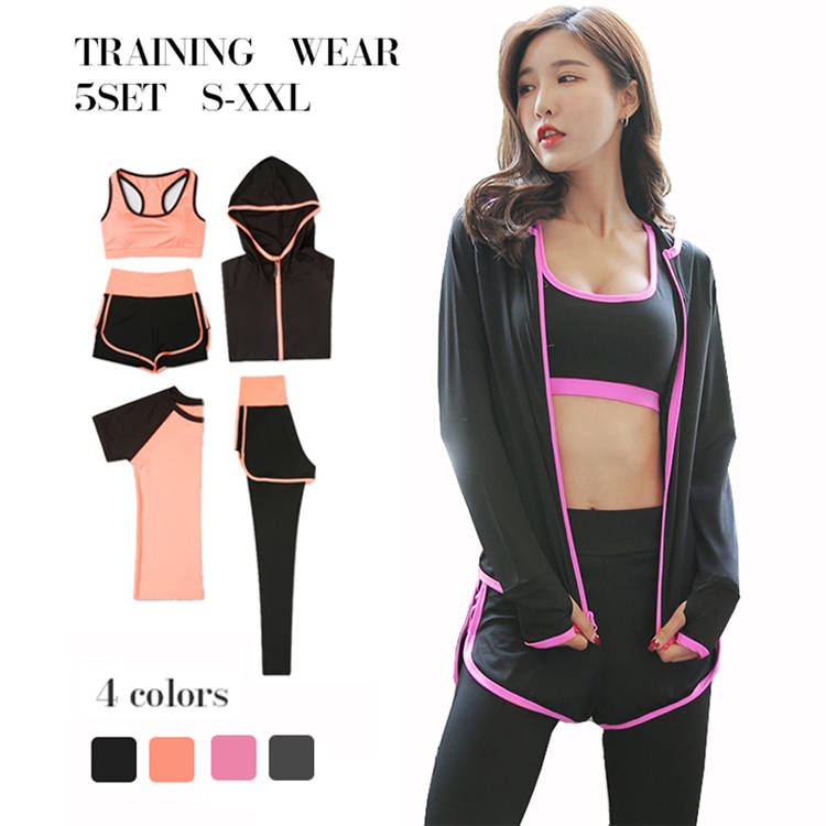 スポーツウェアレディースセットヨガウェアヨガウェア上下セットランニングウェアウォーキングトレーニングウェアトップス半袖パンツショートパンツレギンスセットアップジ...