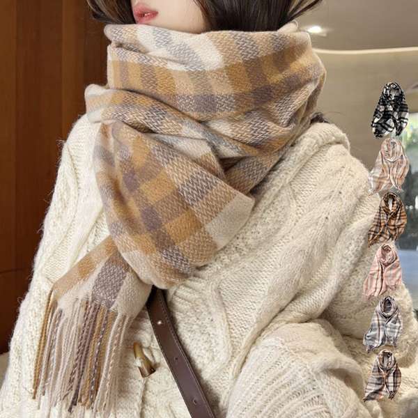 レディース 大人可愛い ロング スカーフショール厚手 リバーシブル ふんわり オシャレ マフラー フリンジ 暖かい 防寒 ウールタッチ 韓国 ひざ掛けオルチャン 両面マフラー大きめ