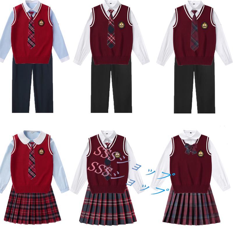 jk 制服 5点セット ニットベスト 制服 リボン チェック柄 プリーツスカート 女子 スカートセット 男子ズボンセット 入学 高校 中学 学生服 なんちゃって制服 女子高生スカート レディース 制服 セット 男子制服セット カップルセットXS-4XL