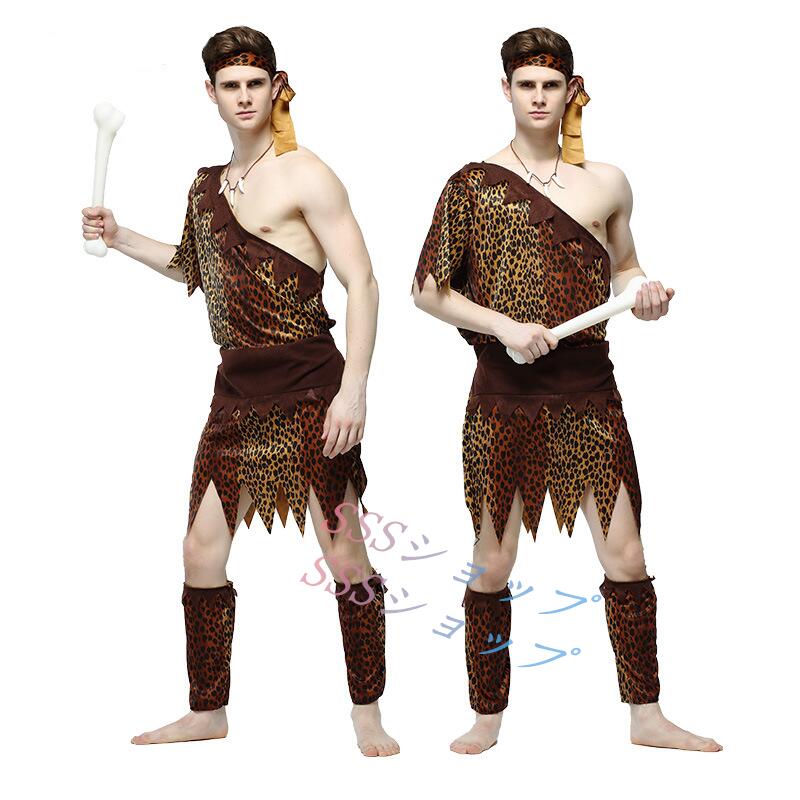 男性と女性のための原始的なハロウィーンのコスプレ衣装,インド,ヒョウの皮,先住民のアフリカのダンス..