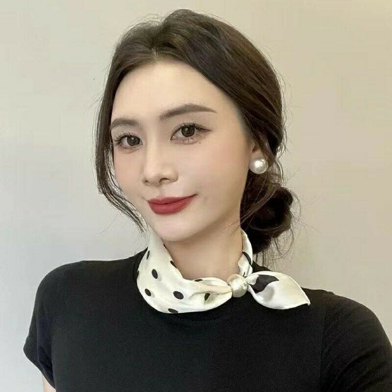 スカーフ シルク風スカーフ レディース マグネット式スカーフ ワンタッチ パール 首元 アクセサリー 上品 小物 ヘアバンド チョーカー バッグチャーム マグネット式 ギフト 母の日 プレゼント おしゃれ 可愛い 女性 重ね付け 涼感 通気性 新作