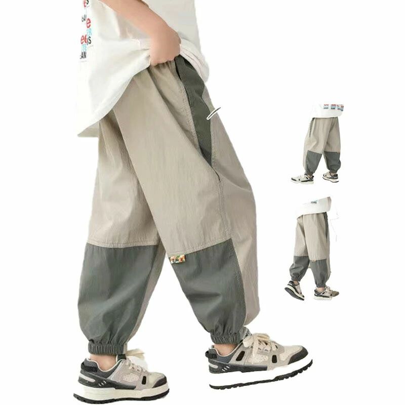 Rakuten - キッズ ジョガーパンツ ロングパンツ 長ズボン ゆったり 夏 薄手 男の子 子供服 涼しい 涼感 柔らかい ウエストゴム ジュニア 小学生 中学生 春夏 夏服 送料無料 キッズパンツ パンツ 子供 カジュアルパンツ 軽量 通気 速乾