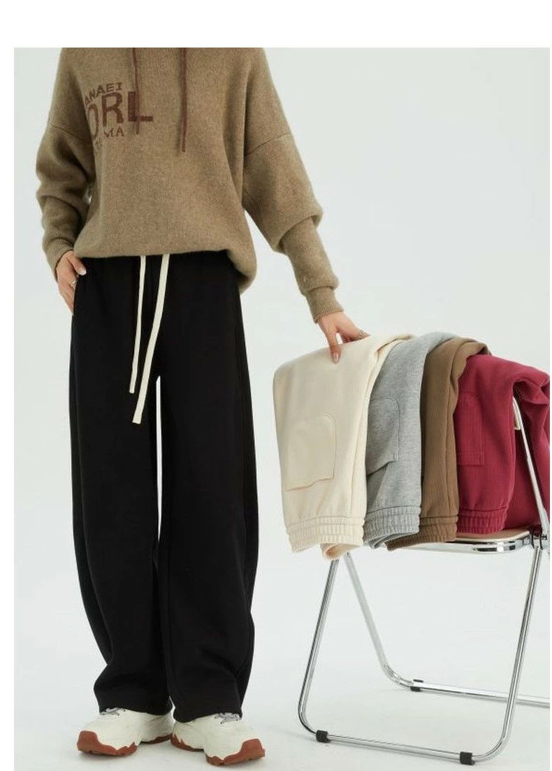 Beulah Fashionの裏起毛 スウェット ワイドパンツ ワイド レディース 秋冬 パンツ 極暖 ウエストゴム ゆったり 体型カバー ボトムス キュロット ガウチョパンツ スポーツ ジャージ スウェット 裏起毛パンツ 暖かい スウェットパンツ ストレート｜アングル3