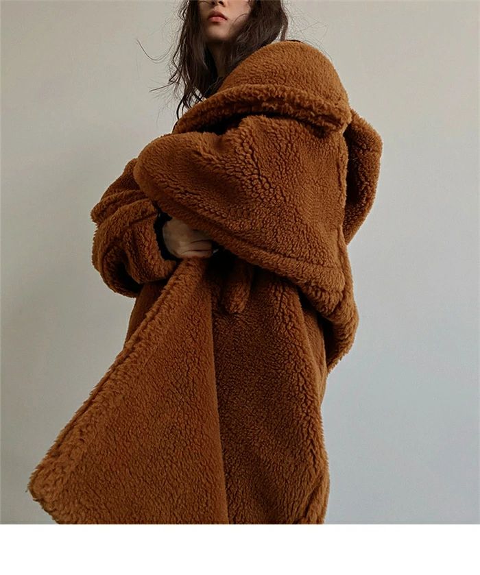 ボアコート ボア もこもこ 包まれ ボアコート ロングコート ロング アウター フード フリース ファー レディース ロングアウター ビッグシルエット フードコート オーバー 暖か 体型カバー 大きいサイズ 秋 冬 秋冬 beulah-10048537 Beulah Fashion サンプル画像2