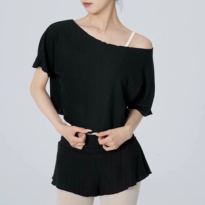 バレエ トップス Tシャツ 半袖 エレガント 練習着 レッスン 着 ウェア バレエトップス ヨガウェア トップス 大人 バレエ用品 ゆったり 無地 美シルエット バレエウェア ヨガ ウェア ダンス ウェア レディース ダンス 動きやすい伸縮生地 ブラック ベージュ