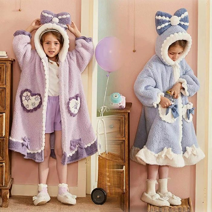 傳統短外套 - パジャマ 子供 女の子 長袖 冬 フランネル フリース 着ぐるみ 着る毛布 ルームウェア ブランケット ナイトウェア 部屋着 柔らかい かわいい きぐるみ 防寒 暖かい 洗える お昼寝毛布 おしゃれ プリンセス リボン ボタン 変身 仮装