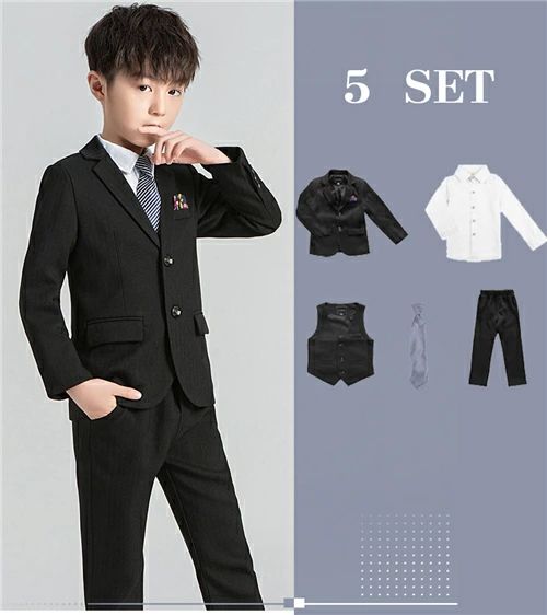 Beulah Fashionの子供 スーツ 5点セット 卒業式 スーツ 男の子 入学式 スーツ 子供 セットアップ 子ども スーツ ピアノ 発表会 フォーマルスーツ 子供 七五三 結婚式 キッズ スーツ 男の子 170 160 大きいサイズ 入園式 卒園式 小学生 子供服 ジュニア 子供フォーマル ジュニアスーツ送料無料｜アングル2