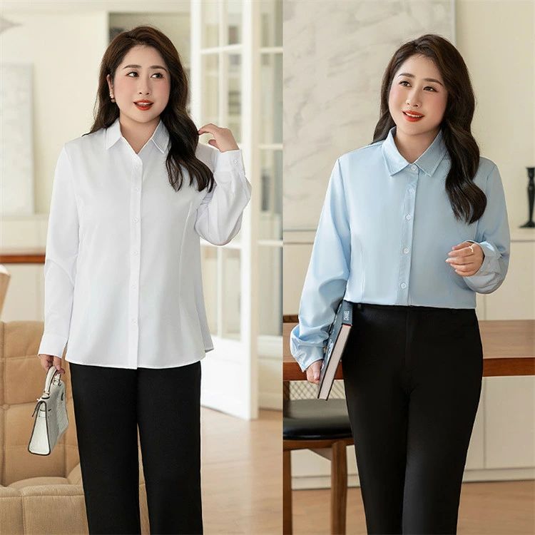 Rakuten - 白シャツ レディース ワイシャツ ビジネス 長袖 半袖 オフィス シャツ 白シャツ リクルート 制服 大きいサイズ 就活 シャツ スーツ 事務服 ブラウス 開襟 レディース