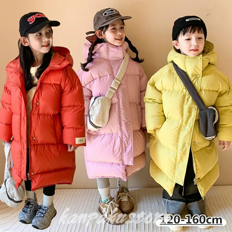 キッズ ダウンコート ロング 子供服 ダウン フード付き ダウンジャケット 90%ダウ...