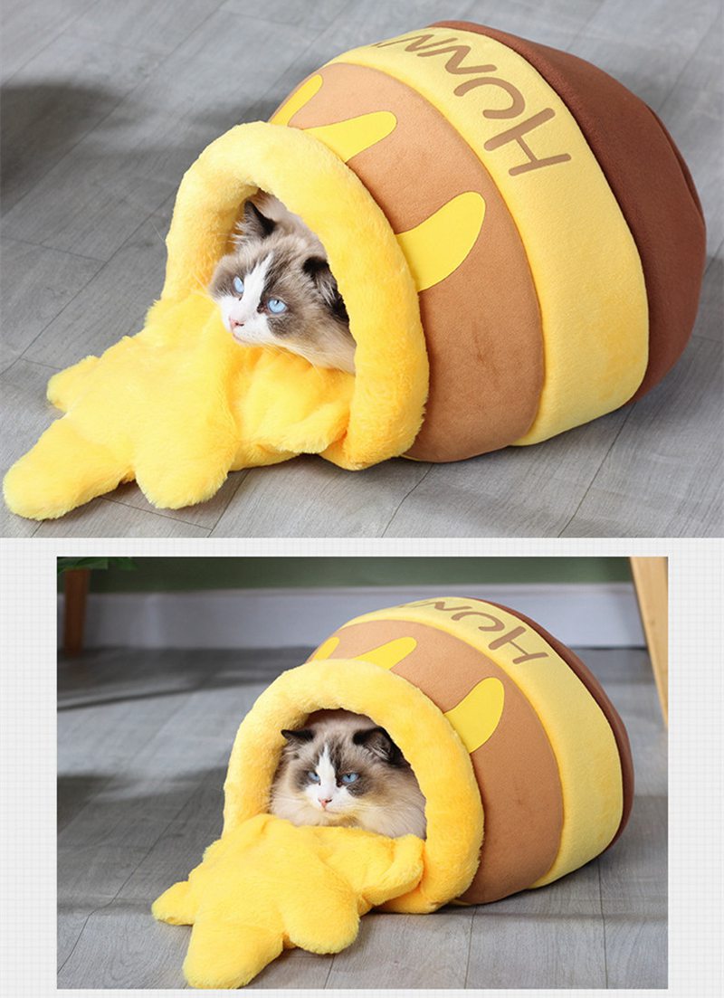 ペットベッド 猫ハウス 猫 犬 小型犬 ベッド マット ハチミツ 寝袋 ペットハウス ...