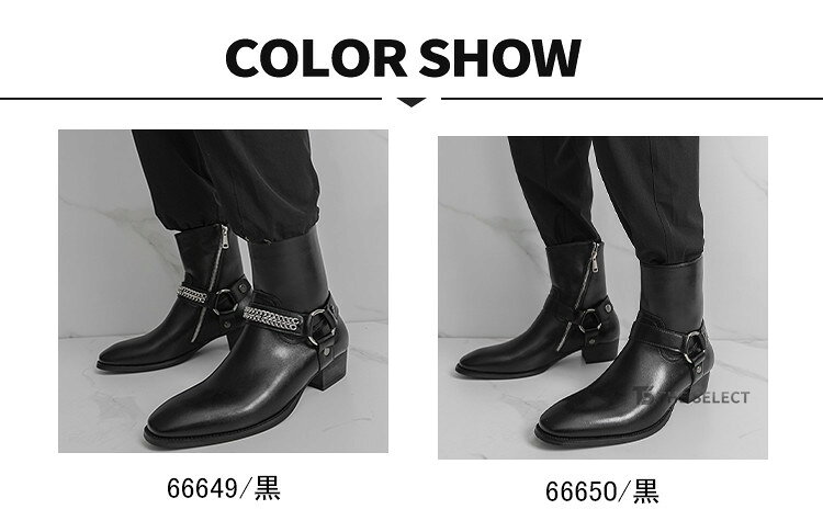 Beulah Fashionのサイドジップブーツ メンズ ウエスタンブーツ リングブーツ ショートブーツ 革靴 ブーツ メンズブーツ ジップブーツ 短靴 ショート丈 サイドジッパー 厚底 ファスナー メンズシューズ 紳士靴 チャック ミドル カット｜アングル3