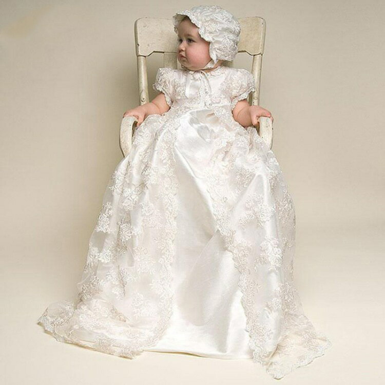 Baby Dresses - ベビードレス 女の子 超ロング ワンピース ドレス 帽子 ケープ マント 3点セット キッズ フォーマルドレス 子供ドレス 新生児 セレモニードレス 子ども ガール 赤ちゃん お宮参り 結婚式 お食い初め 出産祝い プレゼント