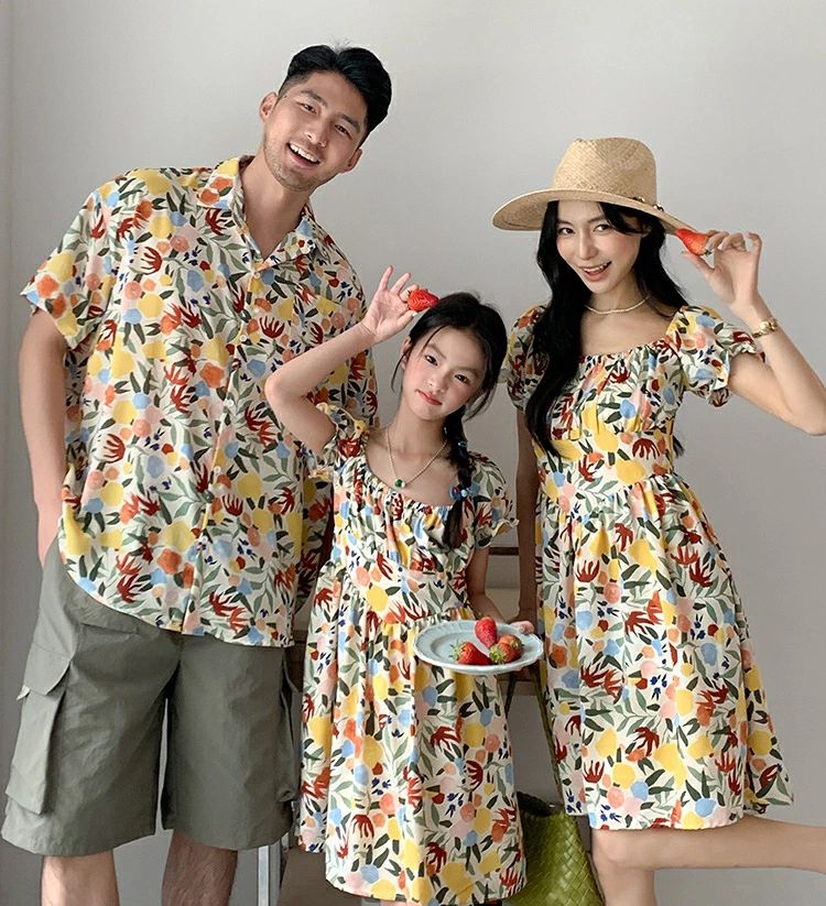 親子 ペアルック アロハシャツ 親子 ペア 夏服 リンクコーデ 親子 セット 半袖 花...