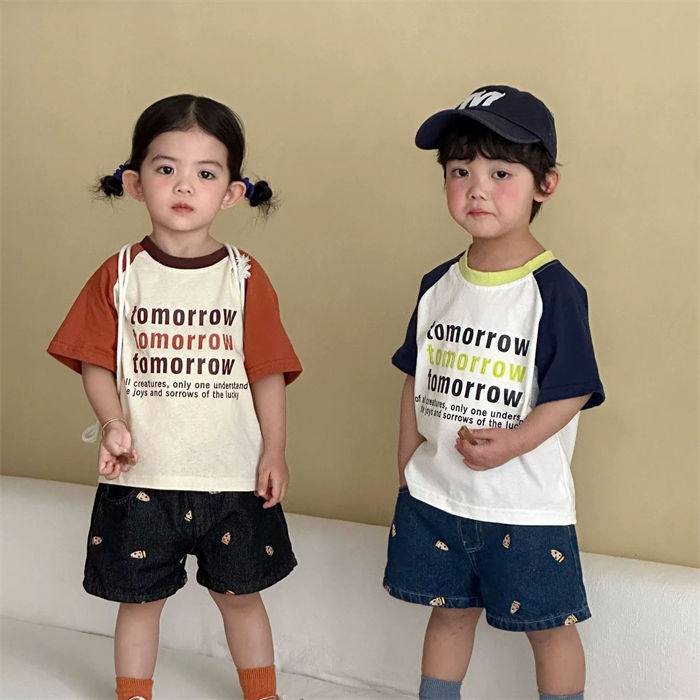 Rakuten - 子供服 兄妹お揃い 姉弟お揃い キッズ 半袖Tシャツ 男の子 女の子 ベビー tシャツ トップス 綿100％ 夏 リンクコーデ ラグランスリーブ ゆったり ベビー服 子供服 兄妹おそろい 旅行 出産祝い 誕生日 ギフト 入園 記念日 おそろい カジュアル おしゃれ