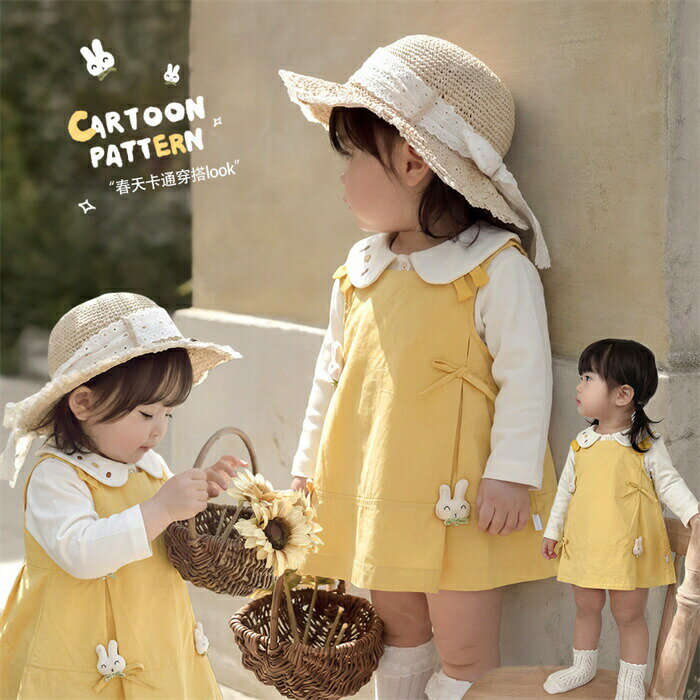 Baby Dresses - 女の子 ベビー ワンピース 無袖 かわいい うさぎ キャラクター デザイン お出かけ 子供服 新生児 乳児 出産祝い ギフト