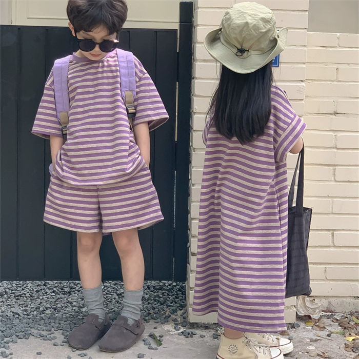 Other - 親子服 子供服 夏服 キッズ 兄妹服 女の子 男の子 半袖 tシャツ ショートパンツ 可愛い ジャージ 上下セット ロングワンピース 夏 日常着 普段着 ハーフパンツ おしゃれ お出かけ 通学着 カジュアル 着心地快適 夏物