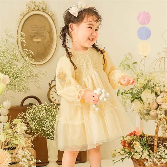 Dresses - 子供 ワンピース 女の子 長袖 プリンセス ドレス 春秋 子供服 キッズワンピース ガール 膝丈 フレアワンピ 可愛い プリンセスドレス お姫様 ベビードレス ベビー服 赤ちゃん 幼児 子ども かわいい おしゃれ フォーマル 結婚式 誕生日 プレゼント