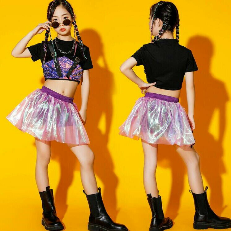 Rakuten - ダンス キッズ 衣装 キッズダンス衣装 2点セット k-pop 衣装 女の子 セットアップ へそ出し トップス 子供ダンス 衣装 ステージ衣装 ヒップホップ 半袖トップス スカート HIPHOP jazz k-pop おしゃれ 演出服 舞台服 HIPHOP 練習着 発表会 応援団 韓国風