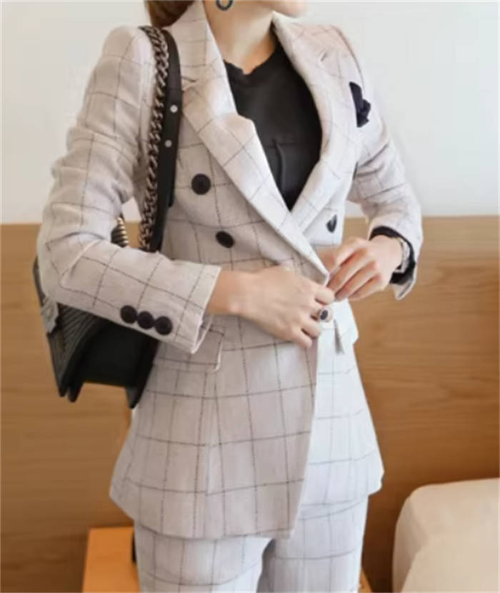 スーツ セットアップ チェック柄 レディース 新作 パンツスーツ 長袖 フォーマルスーツ 上下セット 2点セット 入学式 スーツセット ダブルブレスト ウエストマーク ロング ビジネス オフィス 卒業式 入園式 卒園式 セレモニー 大人 きれいめ お洒落 春 秋 冬 送料無料 3