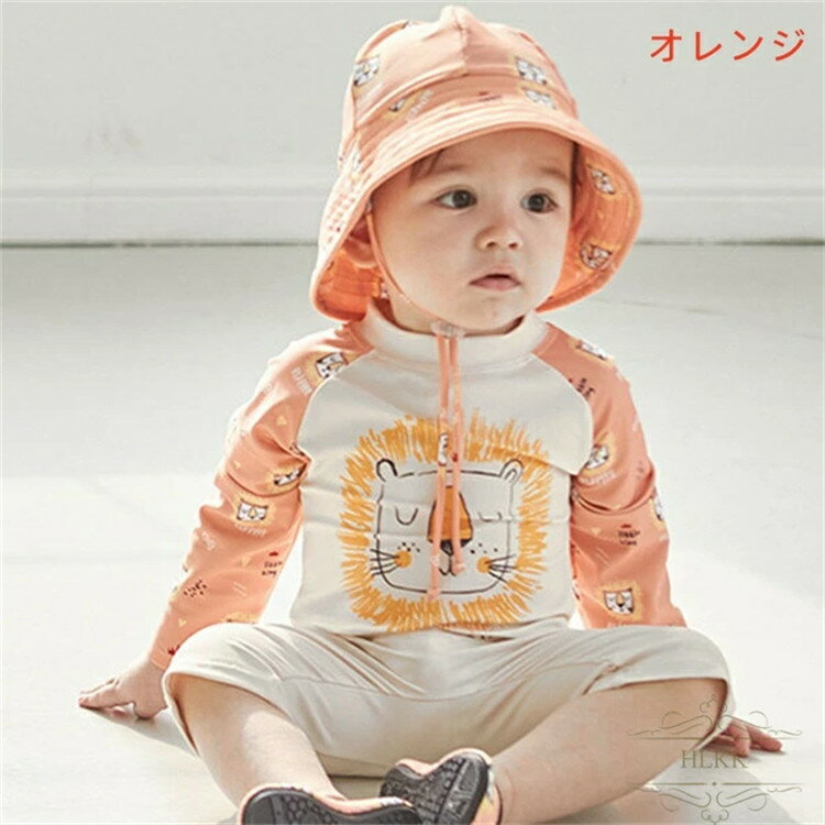 ベビー 水着 男の子 ラッシュガード キッズ水着 長袖 女の子 2点セット オールインワン水着 子供水着 動物柄 キャップ 帽子付き UVカット 紫外線カット キッズ水着 日焼け防止 夏80cm~130cm スイミングスクール