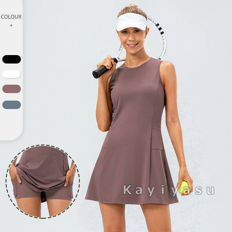 Other - 【ワンピース + パンツ 】テニスウェア レディース ショートパンツ ヨガウェア ボトムス かわいい ゴルフウェア ランニング マラソン 速乾 ストレッチ