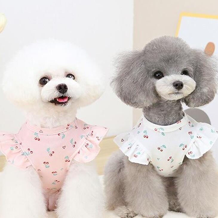 冬服 新作 サクランボ 爽やか チェリー フリル 小型犬服 超可愛い ペット服 犬服 猫服 犬用 毛抜け防止..