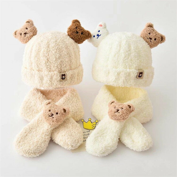 ニット帽 キッズ 耳当て 男の子 女の子 2点セット 冬 子ども 冬用 帽子 赤ちゃん ...