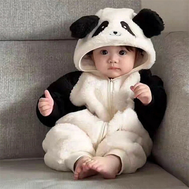 ベビーロンパース 着ぐるみ ロンパース 動物 キッズ 子供服 ベビー カバーオール ベビー キッズ カバーオール ベビー服 女の子 男の子 帽子 可愛い 防寒 暖かい 長袖 耳付き 厚手 冬服 出産祝い 年賀状 コスプレ 衣装 プレゼント 2
