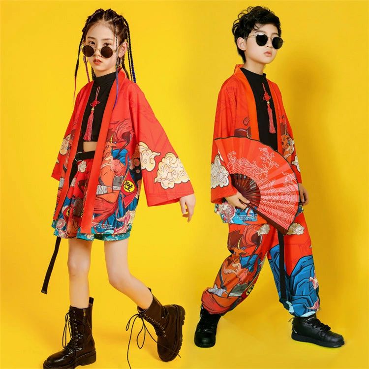 キッズダンス衣装 セットアップ チャイナ風 ジャズ 派手 女の子 ヒップホップ 社交ダンス衣装 チアガール b系 ファッション イベント ダンスチーム ダンスウエア ガールズ 子供服 体操服 jazz 110-170cm