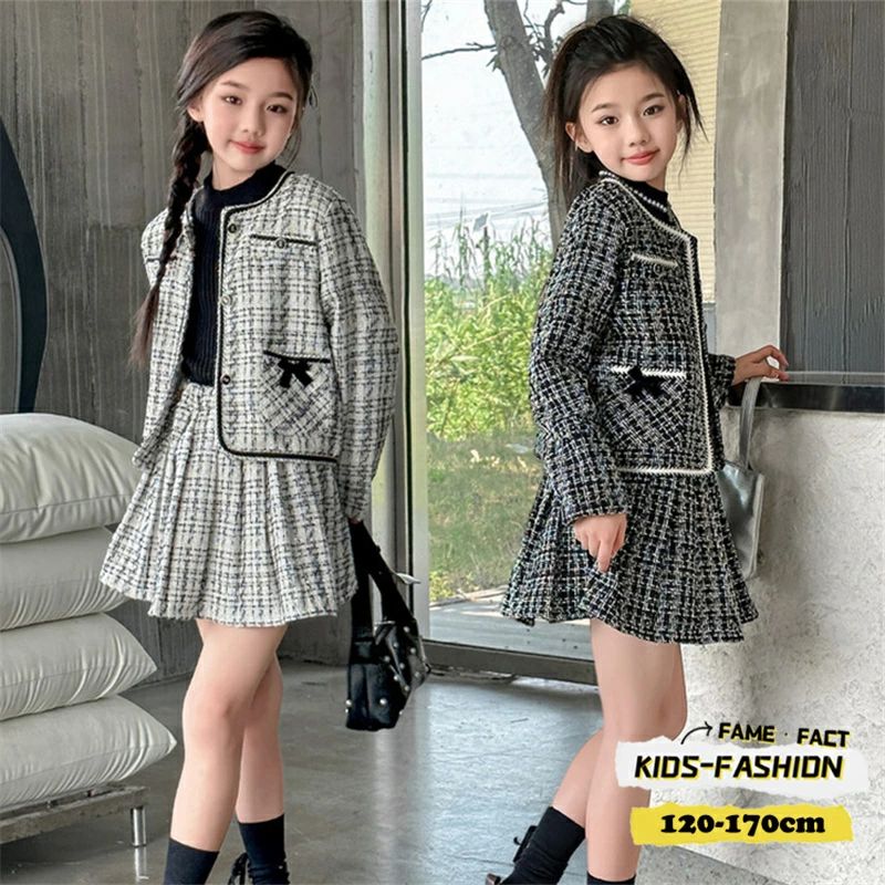 Rakuten - 韓国子供服 セットアップ キッズ 女の子 入学式 卒業式 ジャケット スカート ホワイト ブラック 学院風 ガールズ 発表会 2点セット 女子高生制服 學院風 七五三 卒園式 結婚式 中学生 受験用 記念日 カジュアル 普段着 120-170cm