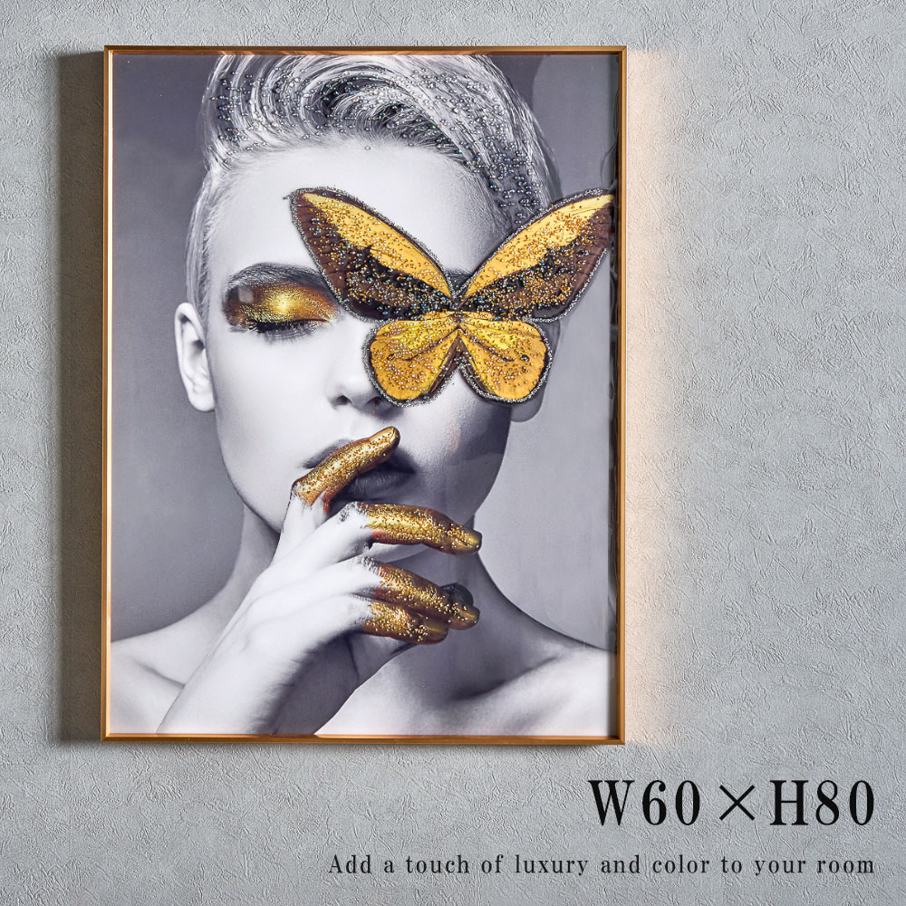期間中ポイント10倍 アートパネル モダン おしゃれ モノクロ 玄関 モノトーン 60×80 水晶絵 人物 女性 ..