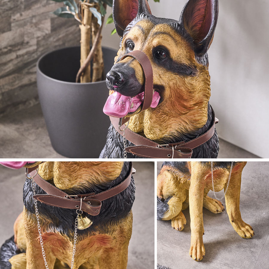 期間中ポイント10倍 シェパード 置物 本物そっくり 犬 ドッグ ガーデン雑貨 玄関 庭 雑貨 おしゃれ インテリア置物 高さ81cm リアル かわいい リード付き オーナメント 飾り [2]