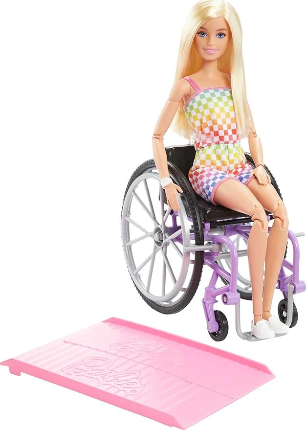 乐天商城 - 【訳あり】バービー(Barbie) バービー ファッショニスタ カラフルロンパース くるまいすつき 人形・ドール 車椅子付 3才から HJT13